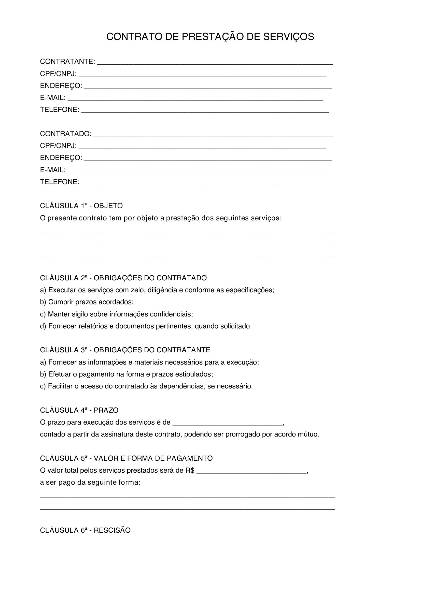 Modelo Contrato De Serviço