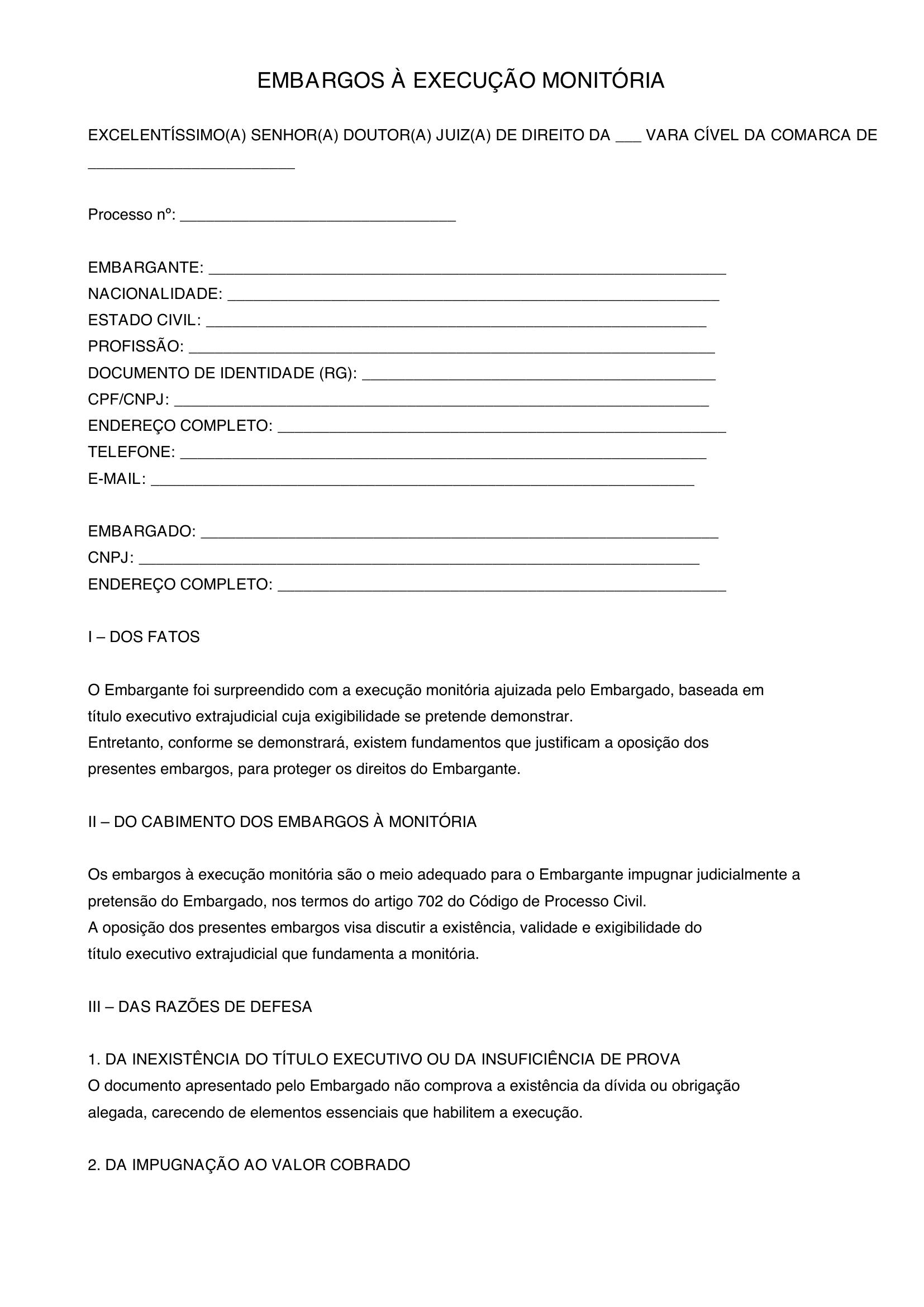 Modelo Embargos A Monitoria
