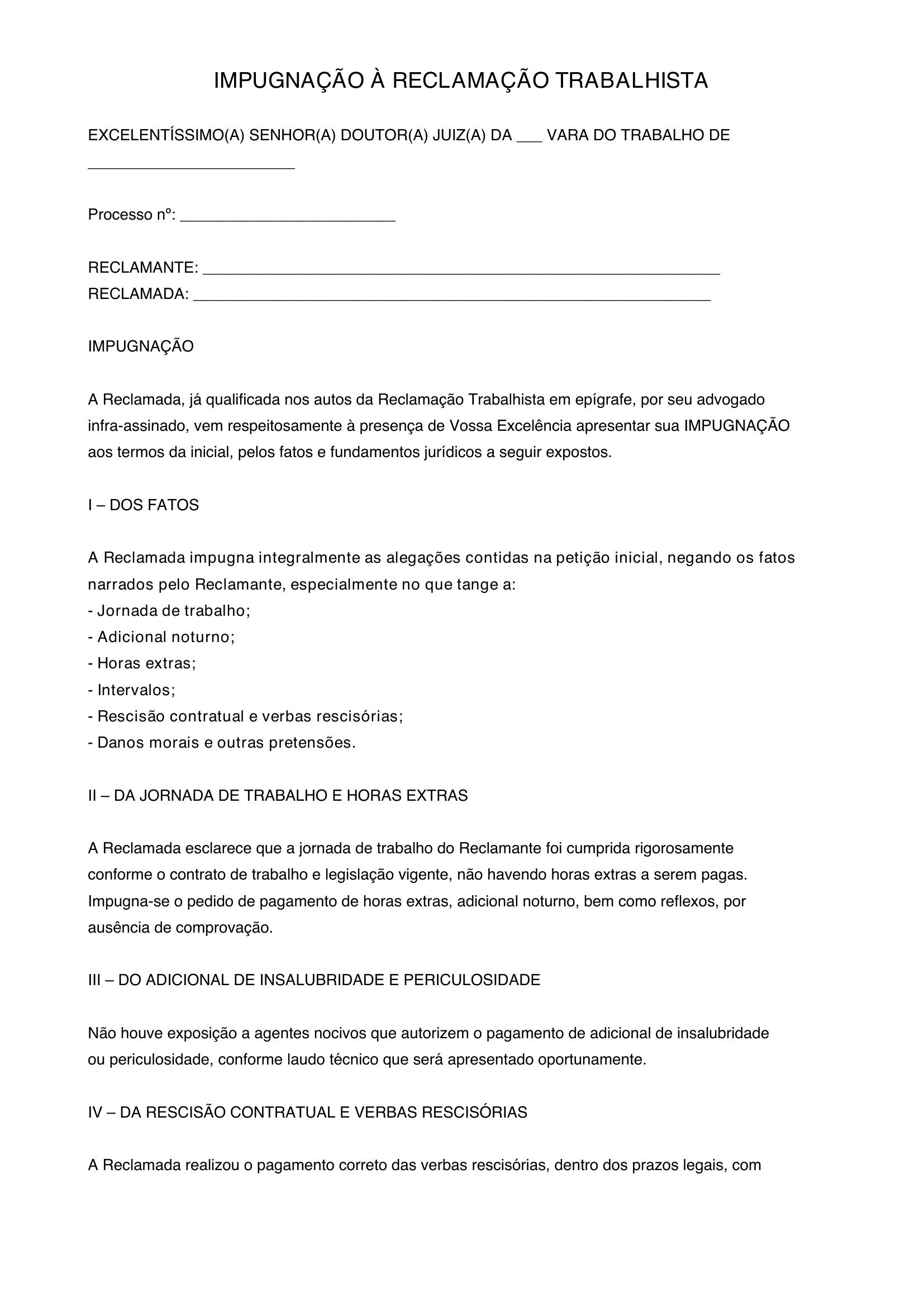 Modelo De Impugnação
