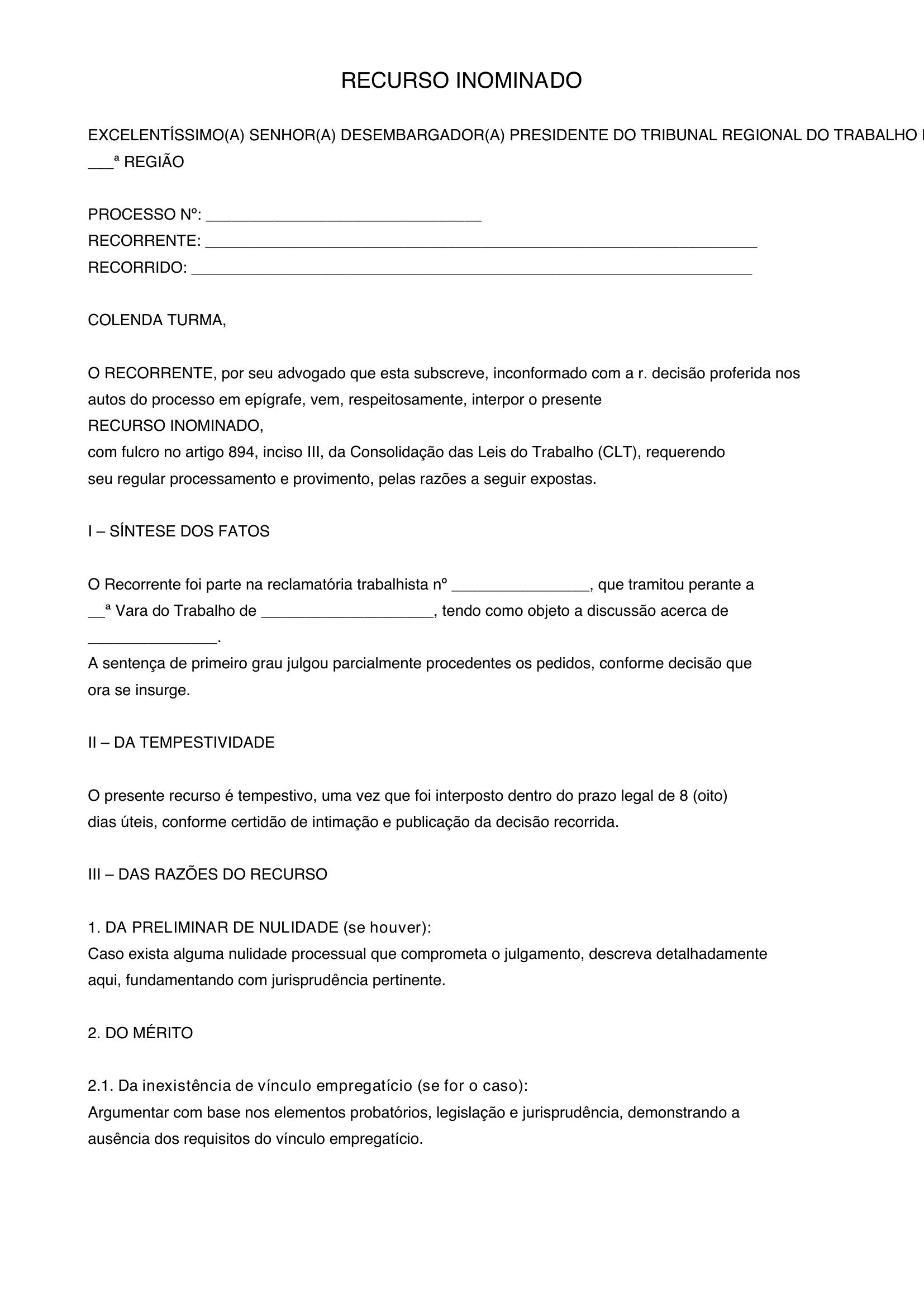 Modelo De Recurso Inominado