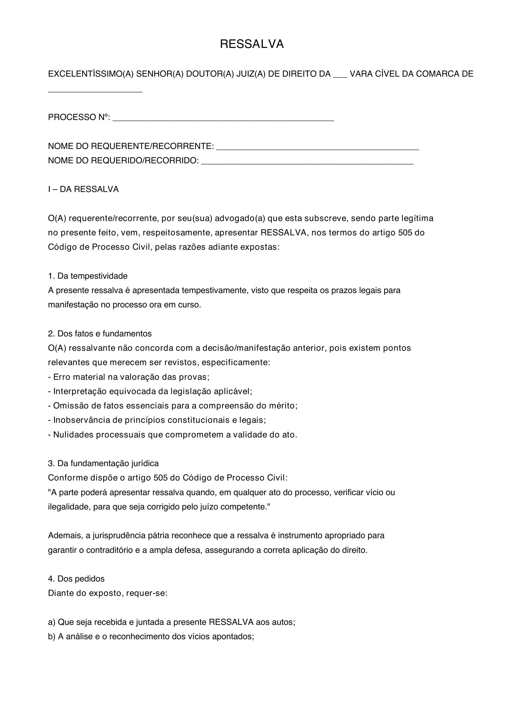 Modelo De Ressalva