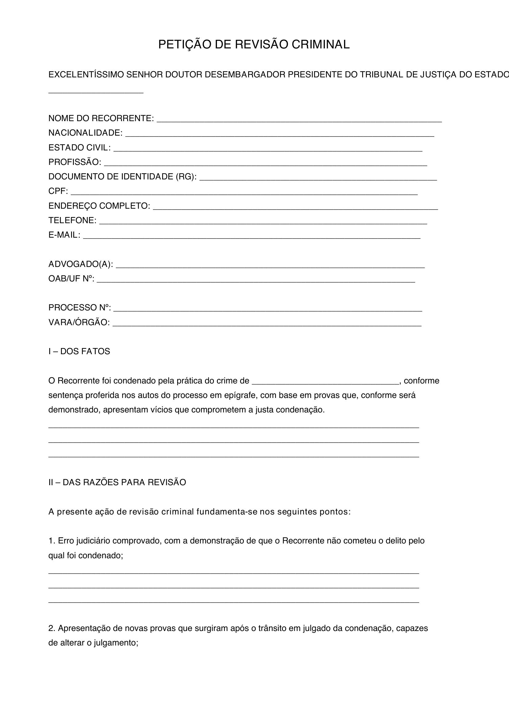 Modelo Revisão Criminal